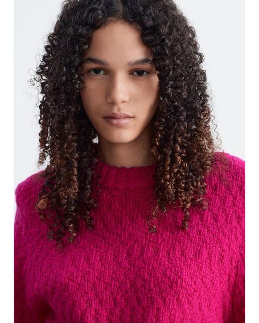 & Other Stories Red Wool-Cotton Bouclé Jumper