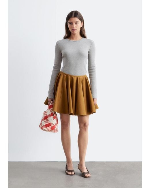 & Other Stories Gray Ribbed Long-Sleeve Top