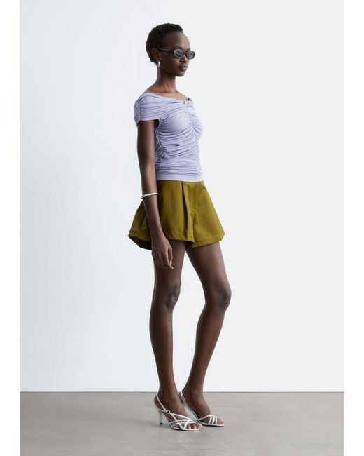 & Other Stories Blue Ruched Jersey Top