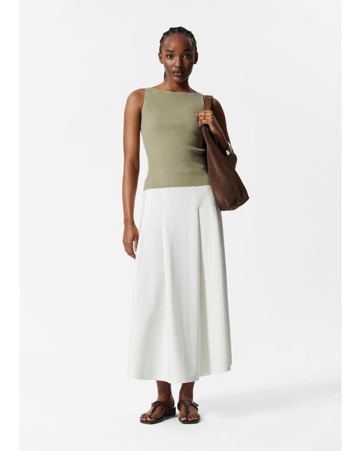 & Other Stories White A-Line Midi Skirt