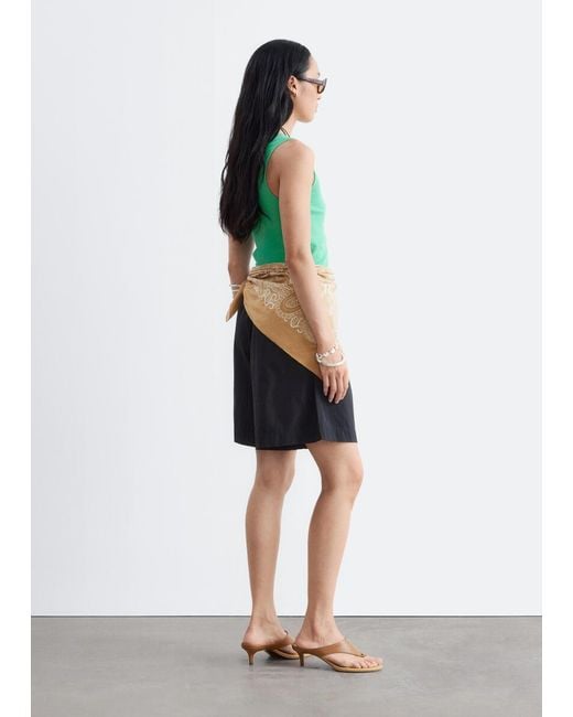 & Other Stories Green Ribbed Cotton Tank Top
