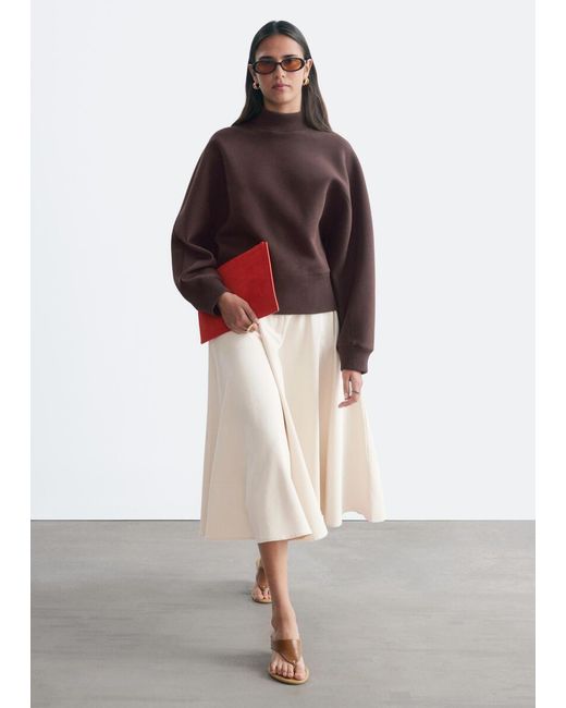 & Other Stories Red Mock Neck Scuba Sweatshirt