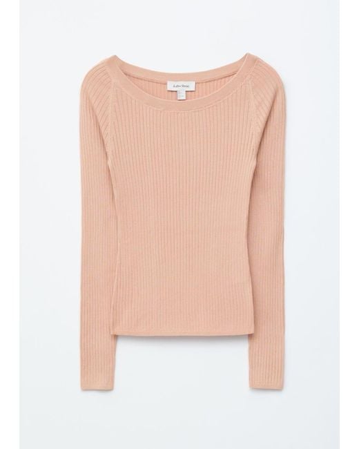& Other Stories White Boat-Neck Rib-Knit Top