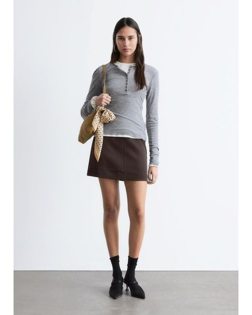 & Other Stories Brown A-Line Mini Skirt