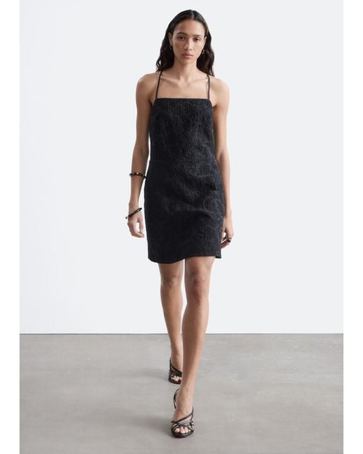 & Other Stories White Jacquard Apron Mini Dress