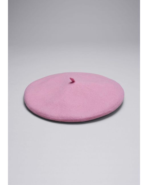 & Other Stories Pink Classic Wool Beret