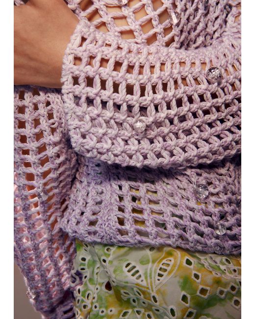 & Other Stories Purple Beaded Crochet Top