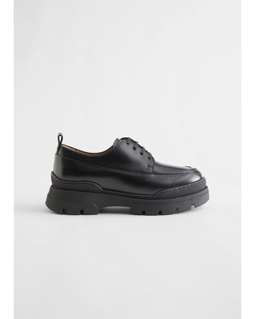 & Other Stories Black Lace Up Chunky Sole Loafers