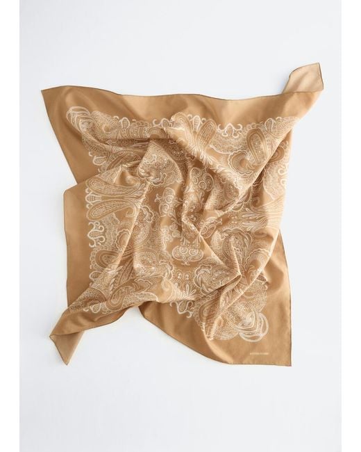& Other Stories Natural Large Silk-Blend Paisley Scarf