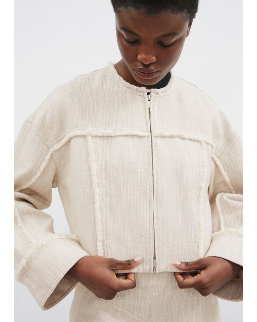 & Other Stories White Frayed Linen-blend Jacket