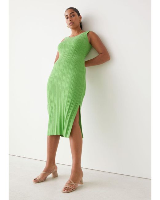 Sleeveless Rib Knit Midi Dress 