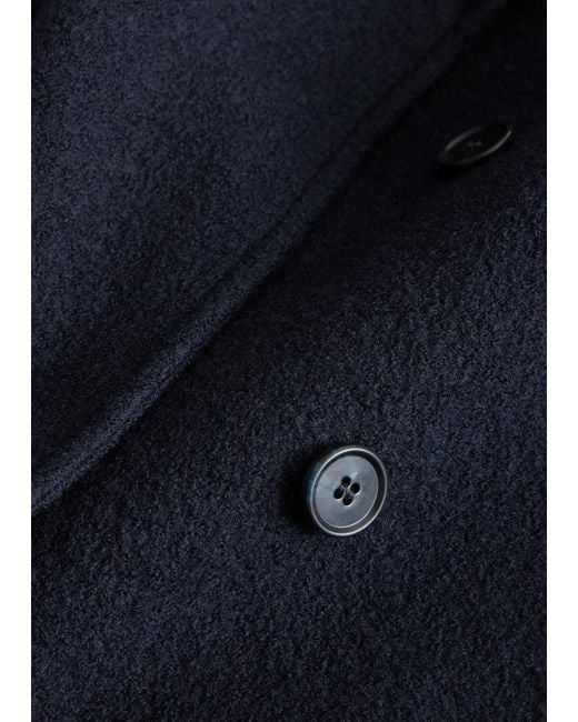 & Other Stories Blue Belted Oversized Wool Coat
