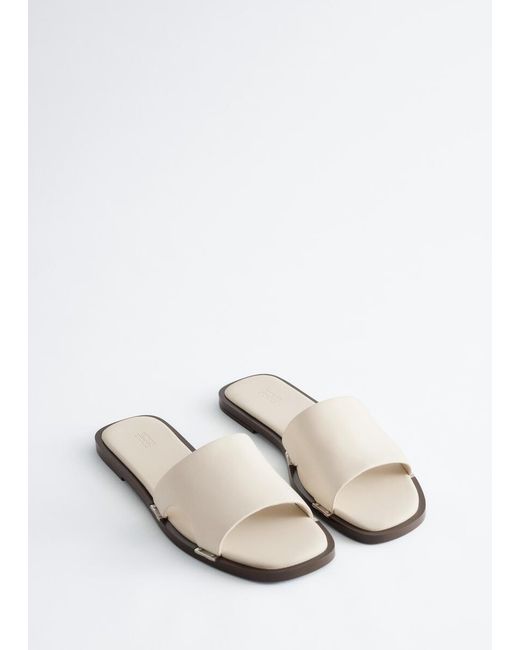& Other Stories White Metal-Detail Leather Slides