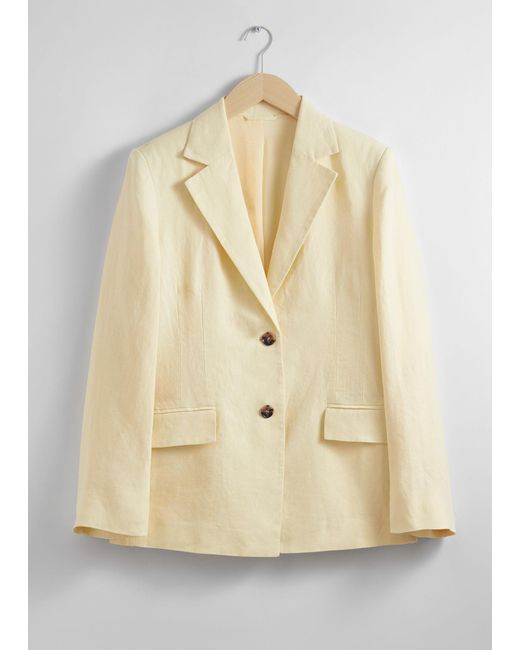 & Other Stories Natural Fitted Linen Blazer