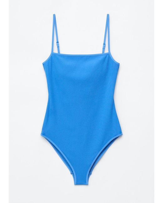 & Other Stories Blue Square-Neck Swimsuit