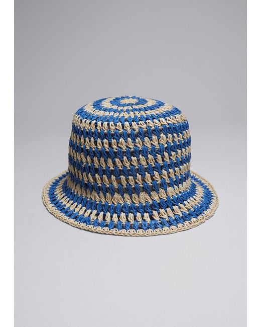 & Other Stories Blue Crochet Straw Hat