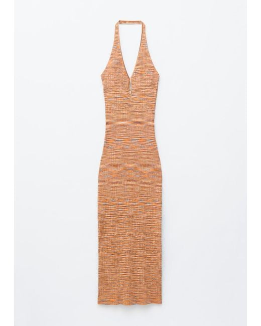 & Other Stories White Spacedye Halterneck Midi Dress