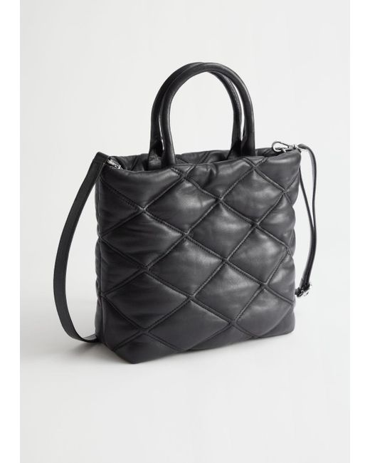 & Other Stories Black Quilted Tote Bag
