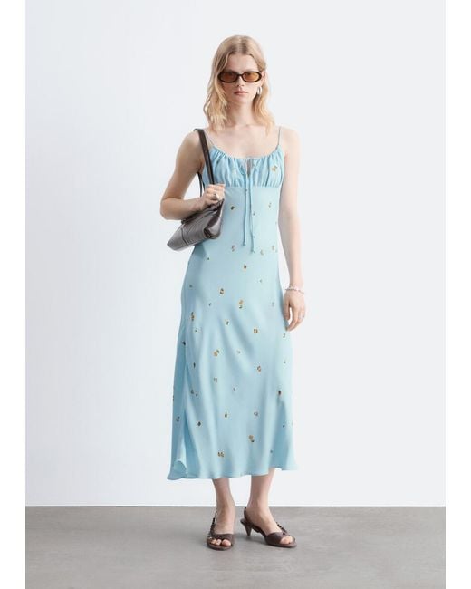 & Other Stories Blue Drawstring Midi Dress