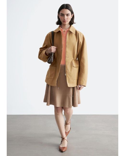 & Other Stories Brown Oversized Drawstring Utility Jacket