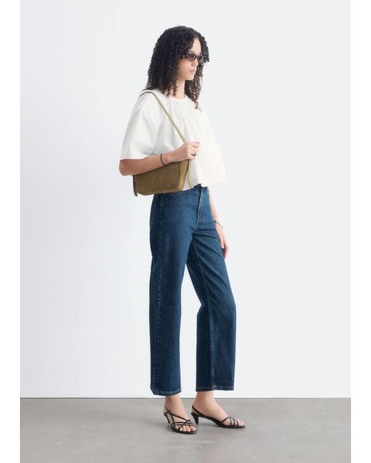 & Other Stories Blue Cropped Wide-Leg Jeans