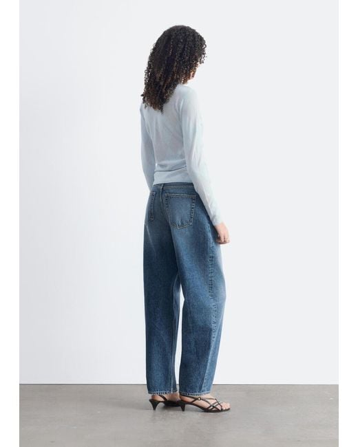 & Other Stories Blue Mock Neck Wool Top