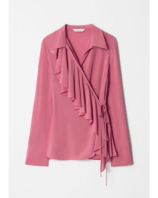 & Other Stories Pink Ruffle Wrap Blouse