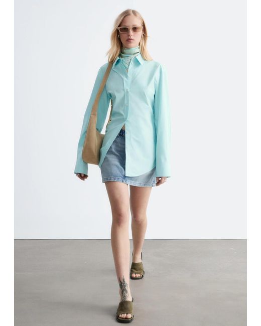 & Other Stories Blue Tapered Cotton Shirt