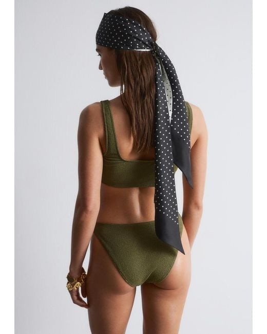 & Other Stories Green Textured Bikini Top