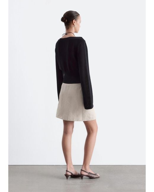 & Other Stories Blue Rolled Edge Boat-Neck Top