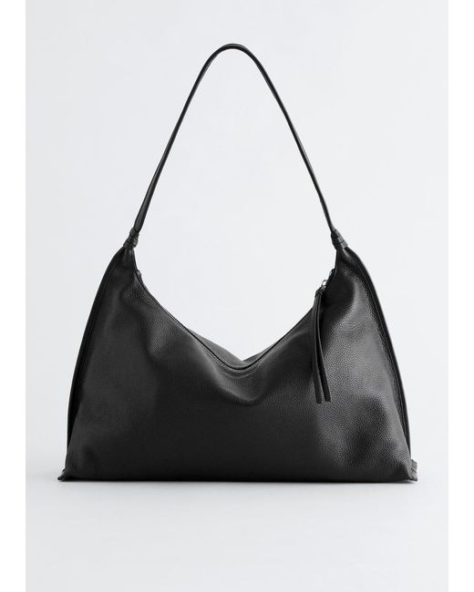 & Other Stories Black Leather Tote Bag