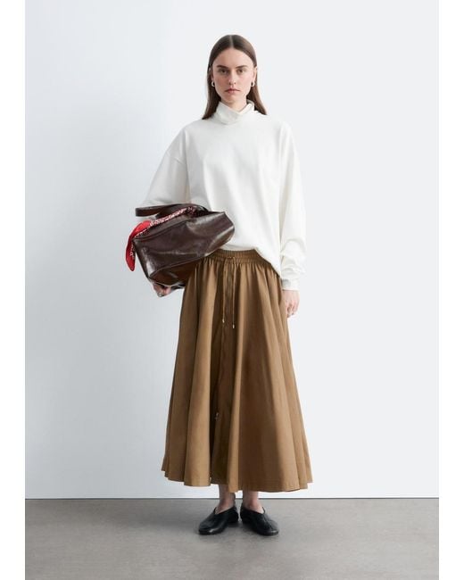 & Other Stories White Drawstring Nylon Midi Skirt