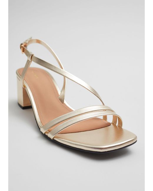 & Other Stories Natural Strappy Block Heel Leather Sandals