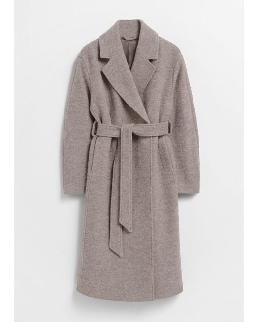 & Other Stories Multicolor Voluminous Belted Wool Coat