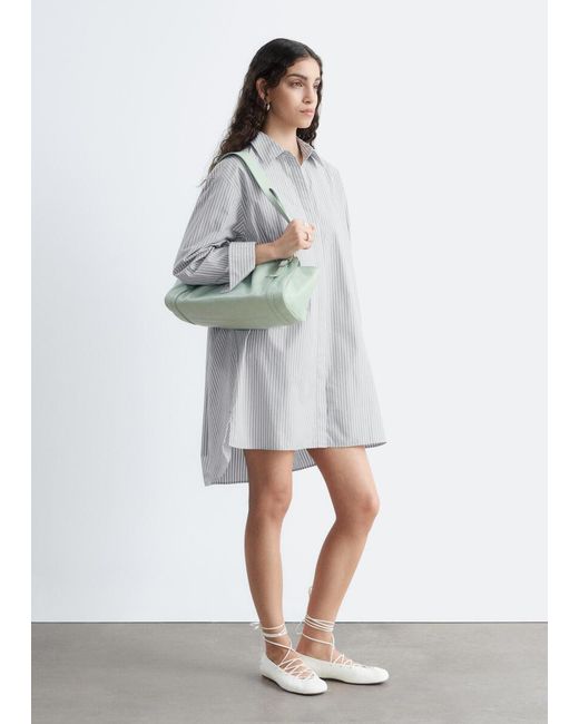 & Other Stories Gray Oversized Shirt Mini Dress