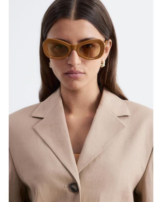 & Other Stories Natural Tapered Linen Blazer