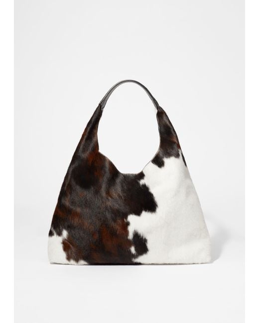& Other Stories White Cow-Print Leather Tote