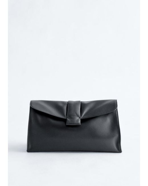 & Other Stories Black Soft Leather Clutch