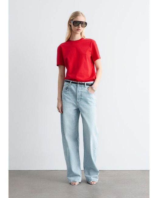 & Other Stories Red Cotton Crew-Neck T-Shirt
