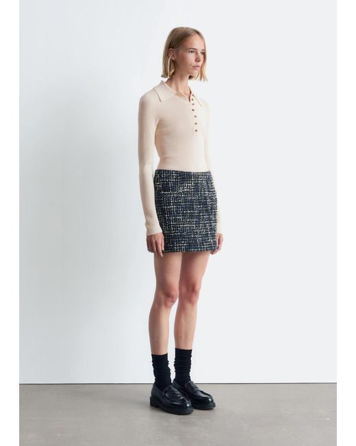 & Other Stories White Structured Wool-Blend Mini Skirt