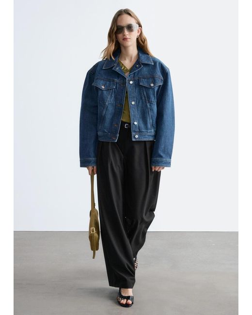 & Other Stories Blue Wool-Blend Tailored Trousers