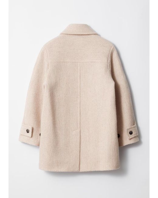 & Other Stories Natural Single-Breasted Mid-Length Wool Coat