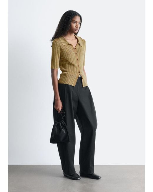 & Other Stories White Rib-Knit Lurex Top