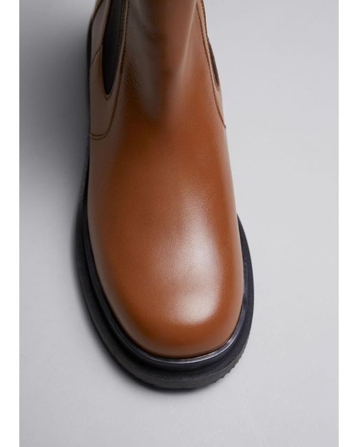 & Other Stories Brown Chelsea Leather Boots