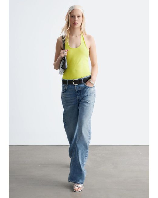 & Other Stories Blue Halter-Neck Jersey Bodysuit