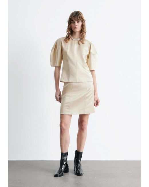& Other Stories Natural Satin Mini Skirt