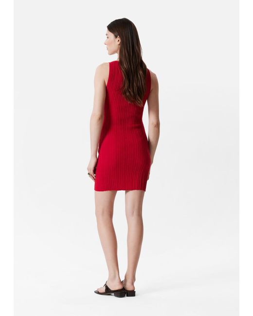 & Other Stories Red Knitted Bodycon Mini Dress