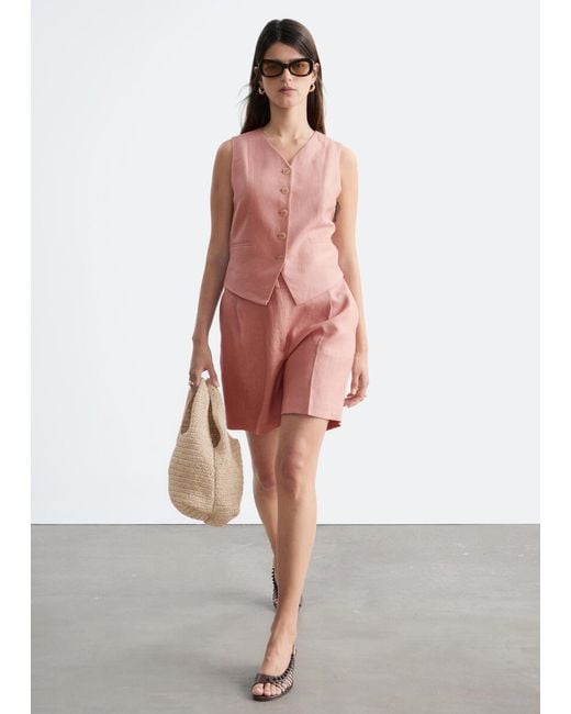& Other Stories Pink Linen Waistcoat