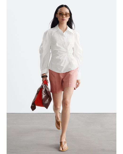& Other Stories Natural Asymmetrical Cotton Shirt