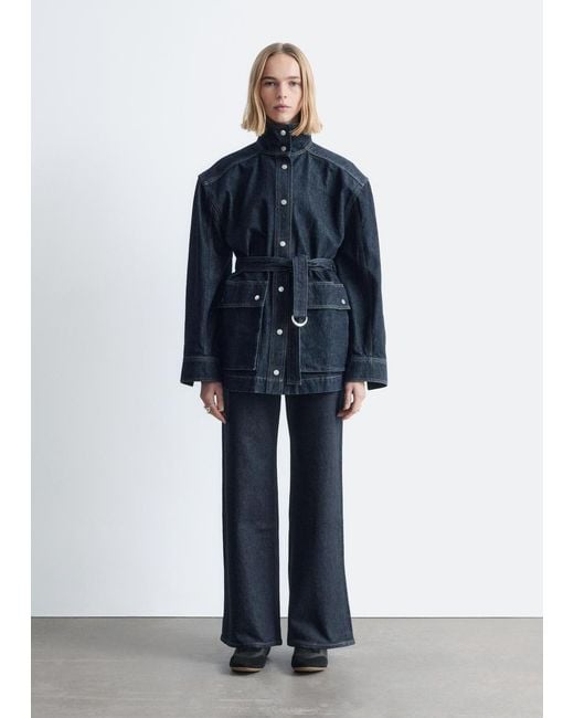 & Other Stories Blue Tie-Belt Denim Jacket